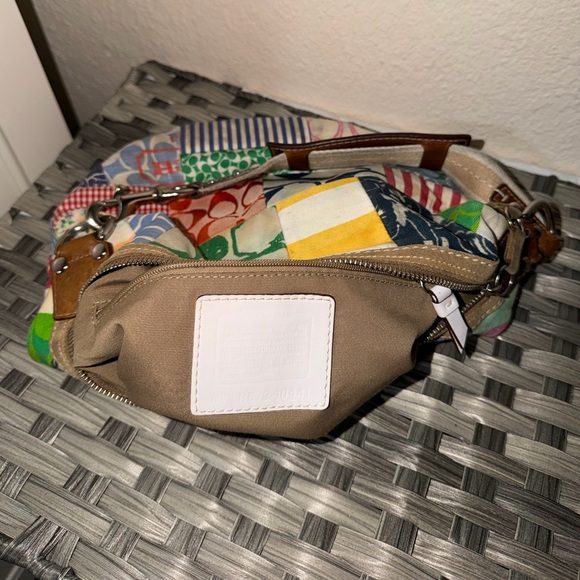 Coach Patchwork Soho Hobo Shoulder Bag Multicolor Canvas Leather Trim - Picture 12 of 16